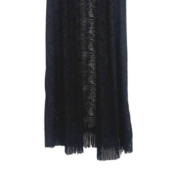NWOT La Vanya Boho Swim Coverup Lace Sleeveless Open Front Maxi Dress Black 1X - Picture 4 of 16